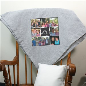 Image of Monogram Photo Collage Fleece Blanket