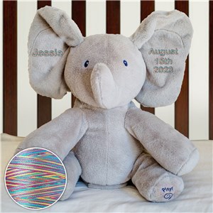 Personalized Flappy Plush Elephant with Rainbow Thread by Gifts For You Now