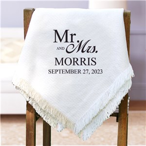 Personalized Mr. & Mrs. Embroidered Afghan by Gifts For You Now