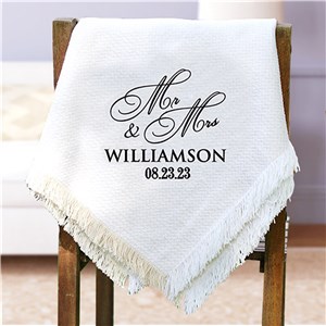 Personalized Embroidered Mr. & Mrs. Wedding Afghan by Gifts For You Now