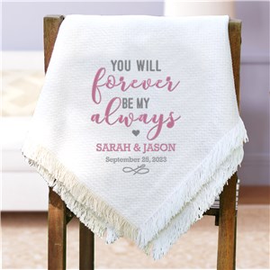 Personalized Embroidered Forever and Always White Throw by Gifts For You Now