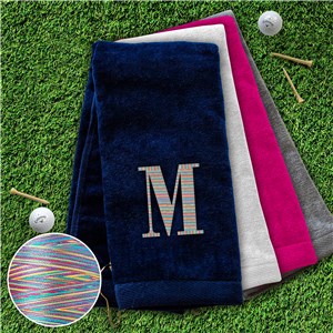 Personalized Embroidered Initial Golf Towel with Rainbow Thread by Gifts For You Now