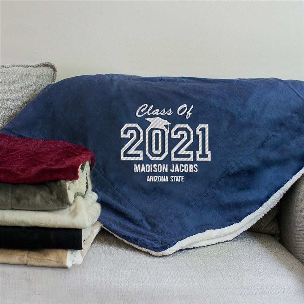 Embroidered Graduation Sherpa Blanket E12586184X