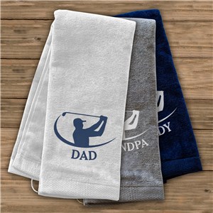 Personalized Embroidered Golfer Swing Golf Towel by Gifts For You Now