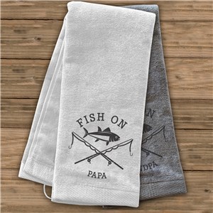 Personalized Embroidered Fish On Fishing Towel by Gifts For You Now