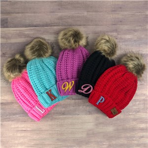 Personalized Embroidered Initial Kid's Cable Knit Hat by Gifts For You Now