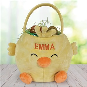 Embroidered Chick Personalized Easter Basket by Gifts For You Now