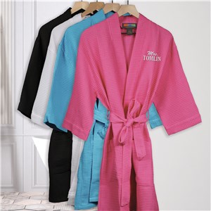 Personalized Embroidered Mrs Script Waffle Weave Robe by Gifts For You Now
