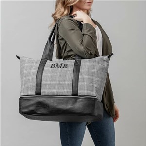 Personalized Embroidered Monogram Plaid Luggage Tote by Gifts For You Now