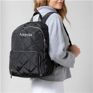 Personalized Embroidered Name Quilted Nylon Backpack by Gifts For You Now