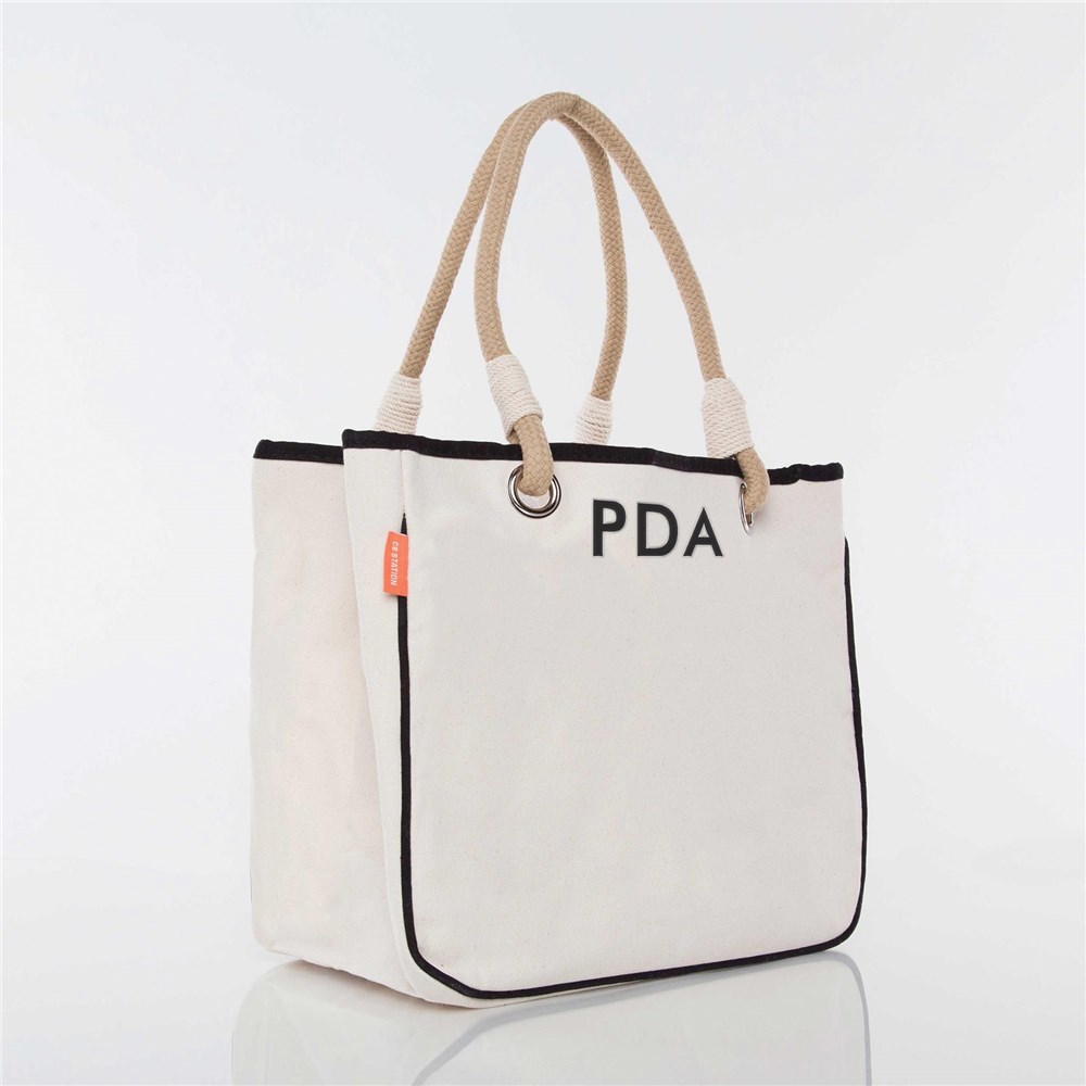 Embroidered Initials Rope Tote E19086544