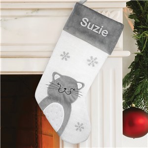 Personalized Embroidered Happy Cat Stocking by Gifts For You Now