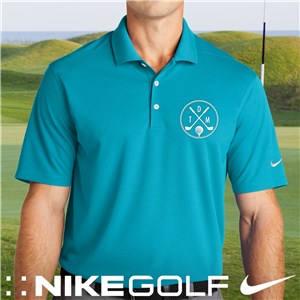 Personalized Embroidered Monogram Golf Clubs Tidal Blue Nike Polo Shirt 2.0 - Tidal Blue - Medium (Size Adult 37.5-41) by Gifts For You Now