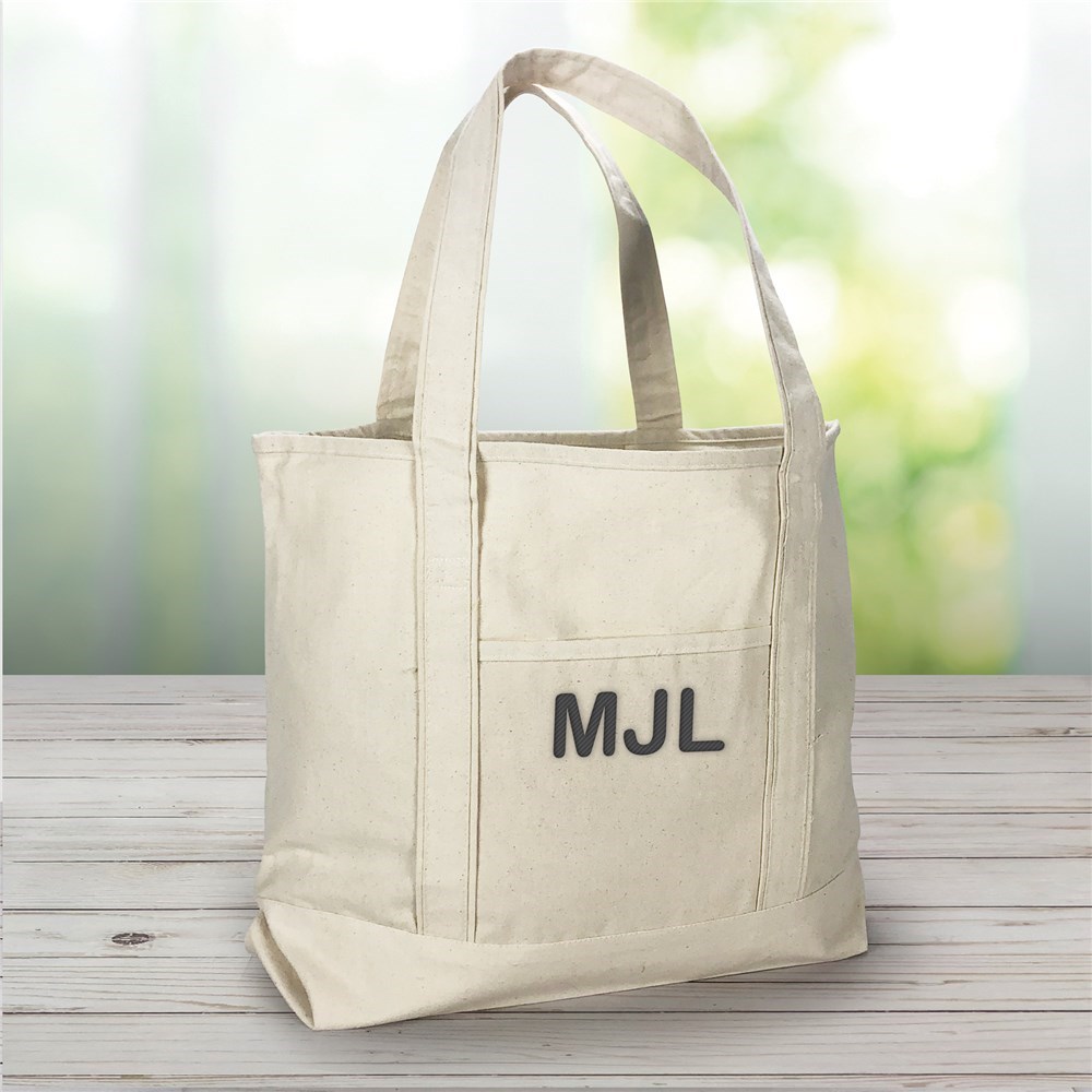Personalized Embroidered Initials Canvas Tote Bag by Gifts For You Now