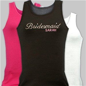 Personalized Embroidered Bridal Party Tank Top - Black - Small by Gifts For You Now