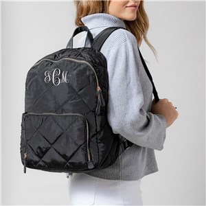 Personalized Embroidered Monogram Quilted Nylon Backpack by Gifts For You Now