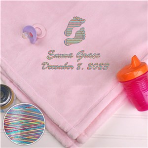 Personalized Baby Girl Mink Blanket with Rainbow Thread by Gifts For You Now