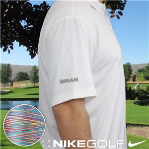 Personalized Embroidered Nike Dri-FIT Golf Polo Shirt with Rainbow Thread - White Polo - XL (Size Adult 44-47) by Gifts For You Now