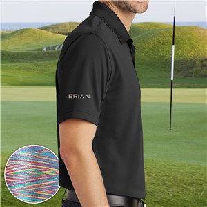 Personalized Port Authority Black Polo Shirt with Rainbow Thread - Black Polo - Large (Size Adult 41-44) by Gifts For You Now