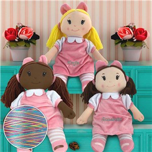 Personalized Embroidered Little Darlings Plush Dolly with Rainbow Thread by Gifts For You Now