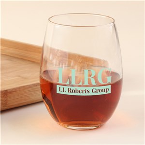 Personalized Corporate Logo 9 oz. Stemless Wine Glass by Gifts For You Now
