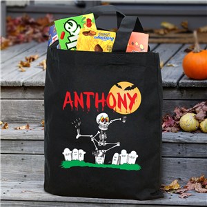 Personalized Dancin' Skeleton Trick or Treat Bag by Gifts For You Now