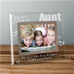 Personalized Engraved World's Coolest Aunt Glass Picture Frame by Gifts For You Now