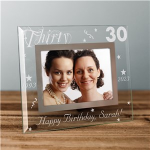 Personalized 30th Birthday Glass Picture Frame by Gifts For You Now