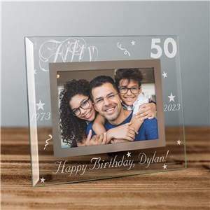 Personalized Engraved 50th Birthday Glass Picture Frame by Gifts For You Now