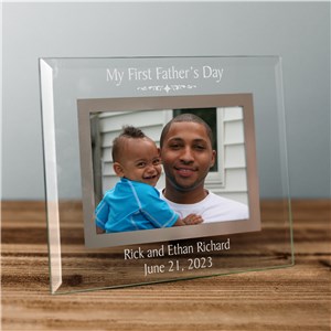Personalized First Fathers Day Glass Engraved Picture Frame by Gifts For You Now