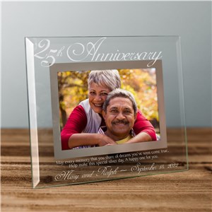 Personalized 25th Anniversary Glass Picture Frame by Gifts For You Now
