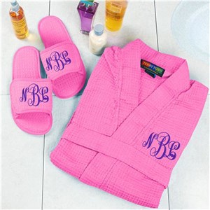 Personalized Embroidered Monogram Robe & Slipper Set - Aqua - Adult Small (Size 6-7) by Gifts For You Now photo