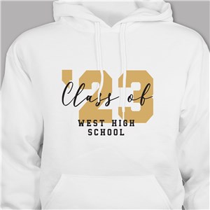 Personalized Class Of Hooded Sweatshirt - White Hooded - Adult S (Chest Width 20") by Gifts For You Now