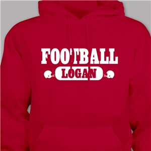 Personalized Football Youth Hooded Sweatshirt - Pink - Youth L 10/12 (Chest Width 19") by Gifts For You Now