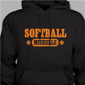 Personalized Softball Youth Hooded Sweatshirt - Black - Youth L 10/12 (Chest Width 19