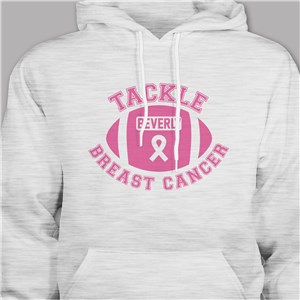 Personalized Tackle Breast Cancer Awareness Hooded Sweatshirt - Pink Hooded - Adult L (Chest Width 24") by Gifts For You Now