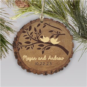 Personalized Love Birds Wood Couple's Christmas Ornament by Gifts For You Now