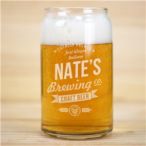Personalized Craft Beer Brewing Co. Beer Can Glass by Gifts For You Now photo