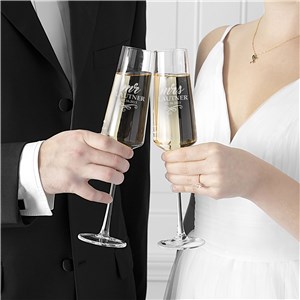 Personalized Engraved Mr. & Mrs. Champagne Estate Glasses Set by Gifts For You Now
