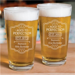 Personalized Engraved Aged to Perfection Glass by Gifts For You Now