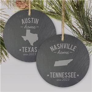 Personalized Engraved State Pride Slate Christmas Ornament by Gifts For You Now