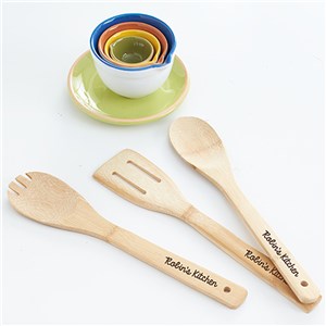 Personalized Engraved Bamboo Cooking Utensil Set by Gifts For You Now