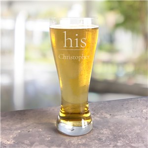 Personalized Engraved His and Hers Large Pilsner Glass by Gifts For You Now