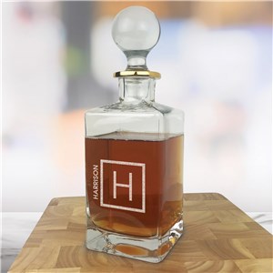 Personalized Engraved Name And Initial Gold Rim Decanter by Gifts For You Now