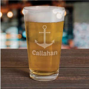 Image of Anchor Engraved Beer Glass