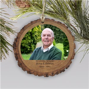 Personalized Memorial Photo Christmas Ornament Rustic by Gifts For You Now