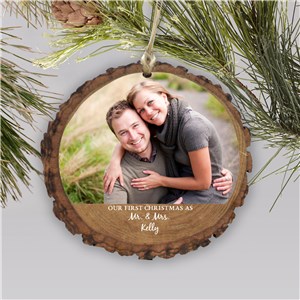 Personalized Unique Our First Christmas Photo Wood Holiday Christmas Ornament by Gifts For You Now