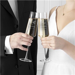 Personalized Engraved Mr. and Mrs. Champagne Estate Glasses Set by Gifts For You Now