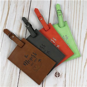 Personalized Engraved Airplane Heart Leatherette Luggage Tag by Gifts For You Now