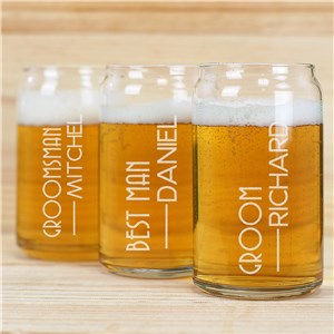 Personalized Engraved Groomsmen Beer Can Glass by Gifts For You Now